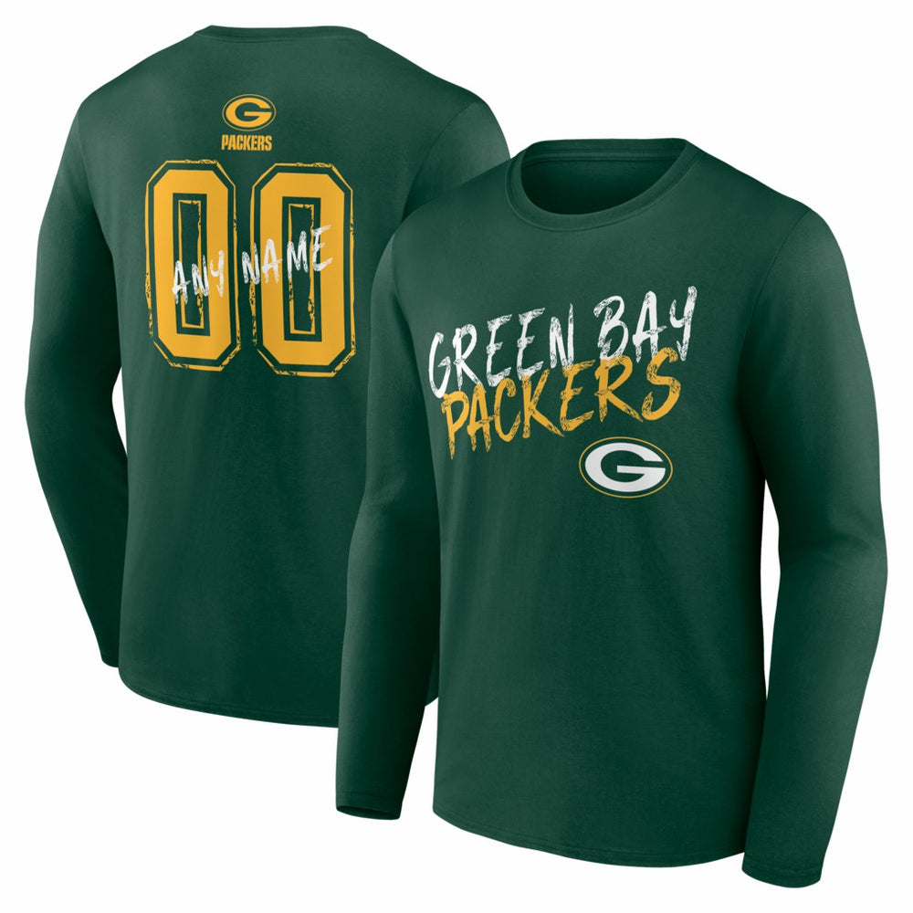Green Bay Packers Hustle Personalized Name & Number Long Sleeve T-Shirt - Green sale