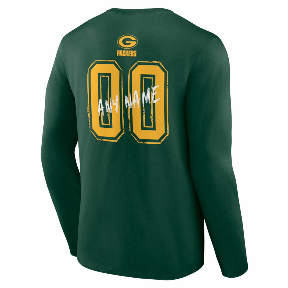 Green Bay Packers Hustle Personalized Name & Number Long Sleeve T-Shirt - Green sale