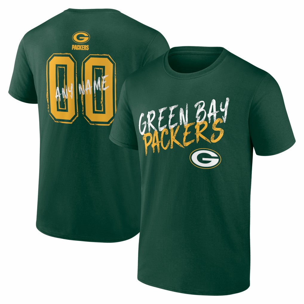 Green Bay Packers Hustle Personalized Name & Number T-Shirt - Green on sale