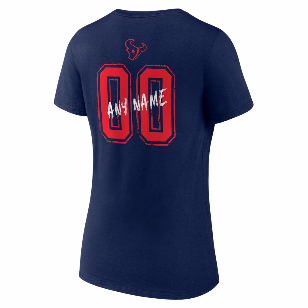 Houston Texans Women's Hustle Personalized Name & Number V-Neck T-Shirt - Navy online