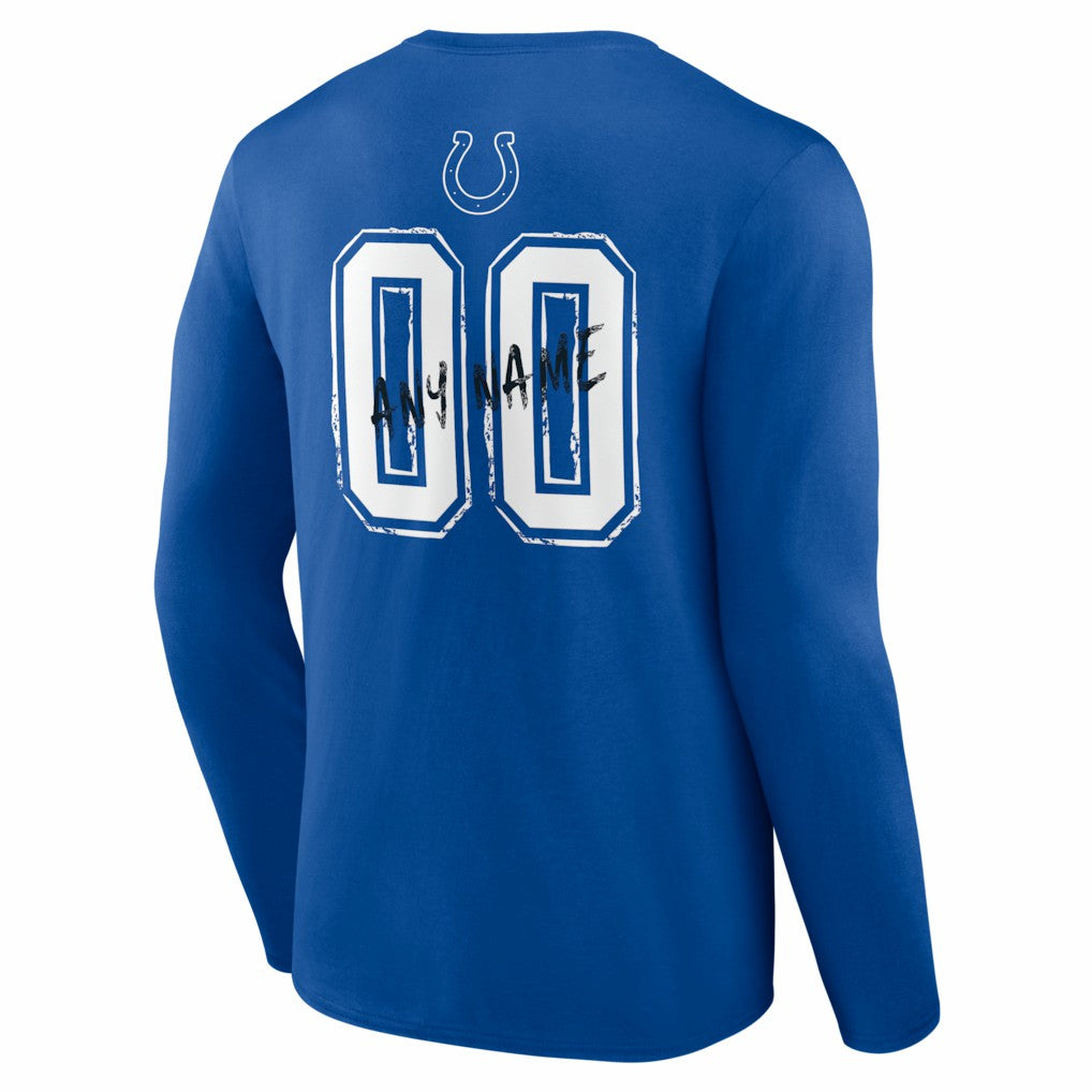Indianapolis Colts Hustle Personalized Name & Number Long Sleeve T-Shirt - Royal outlet