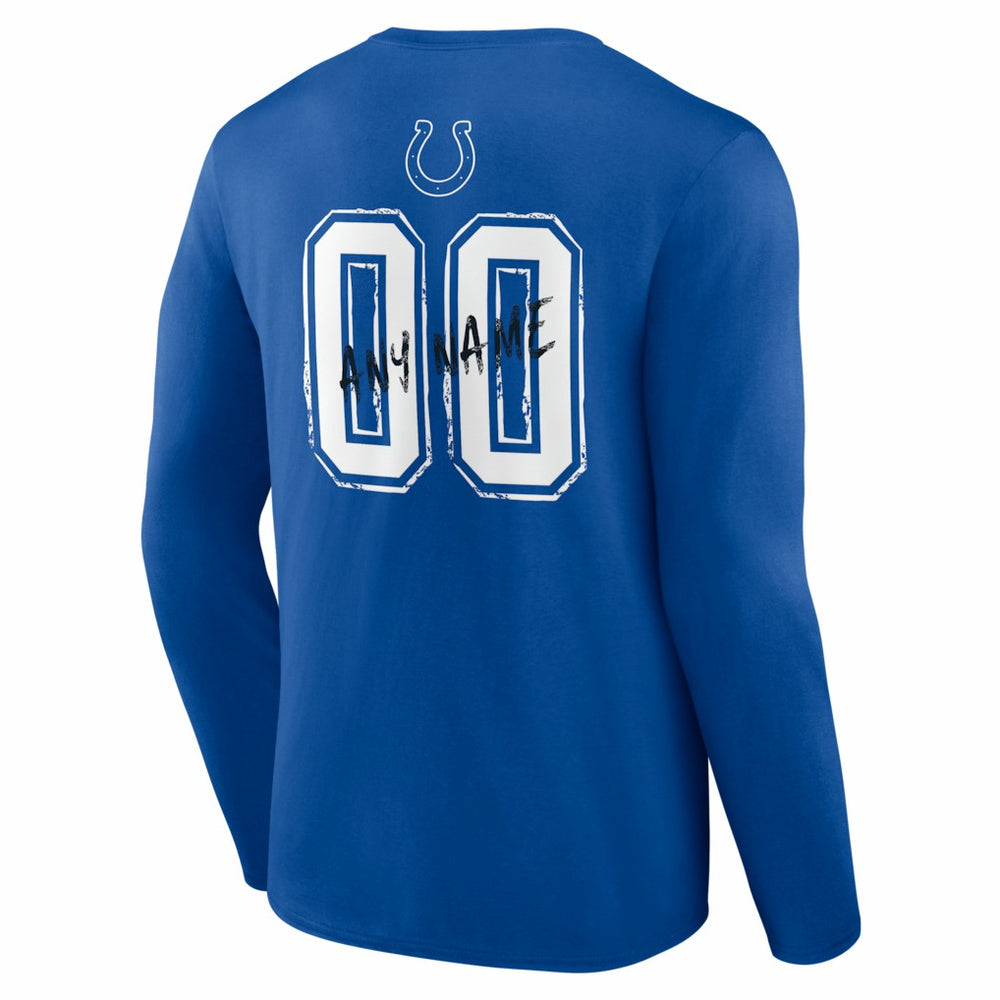 Indianapolis Colts Hustle Personalized Name & Number Long Sleeve T-Shirt - Royal outlet