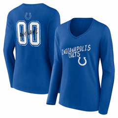 Indianapolis Colts Women's Hustle Personalized Name & Number Long Sleeve V-Neck T-Shirt - Royal cheap