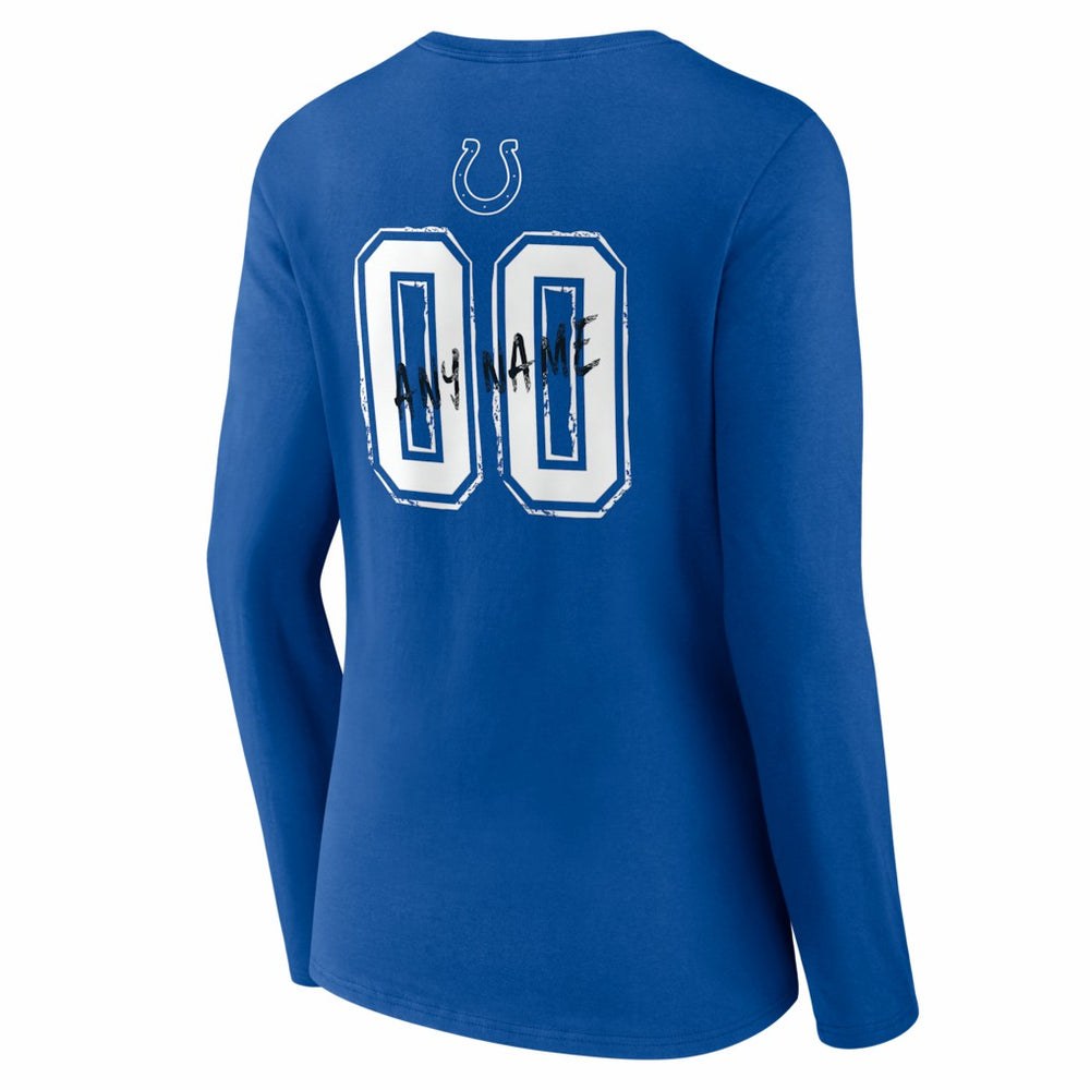Indianapolis Colts Women's Hustle Personalized Name & Number Long Sleeve V-Neck T-Shirt - Royal cheap