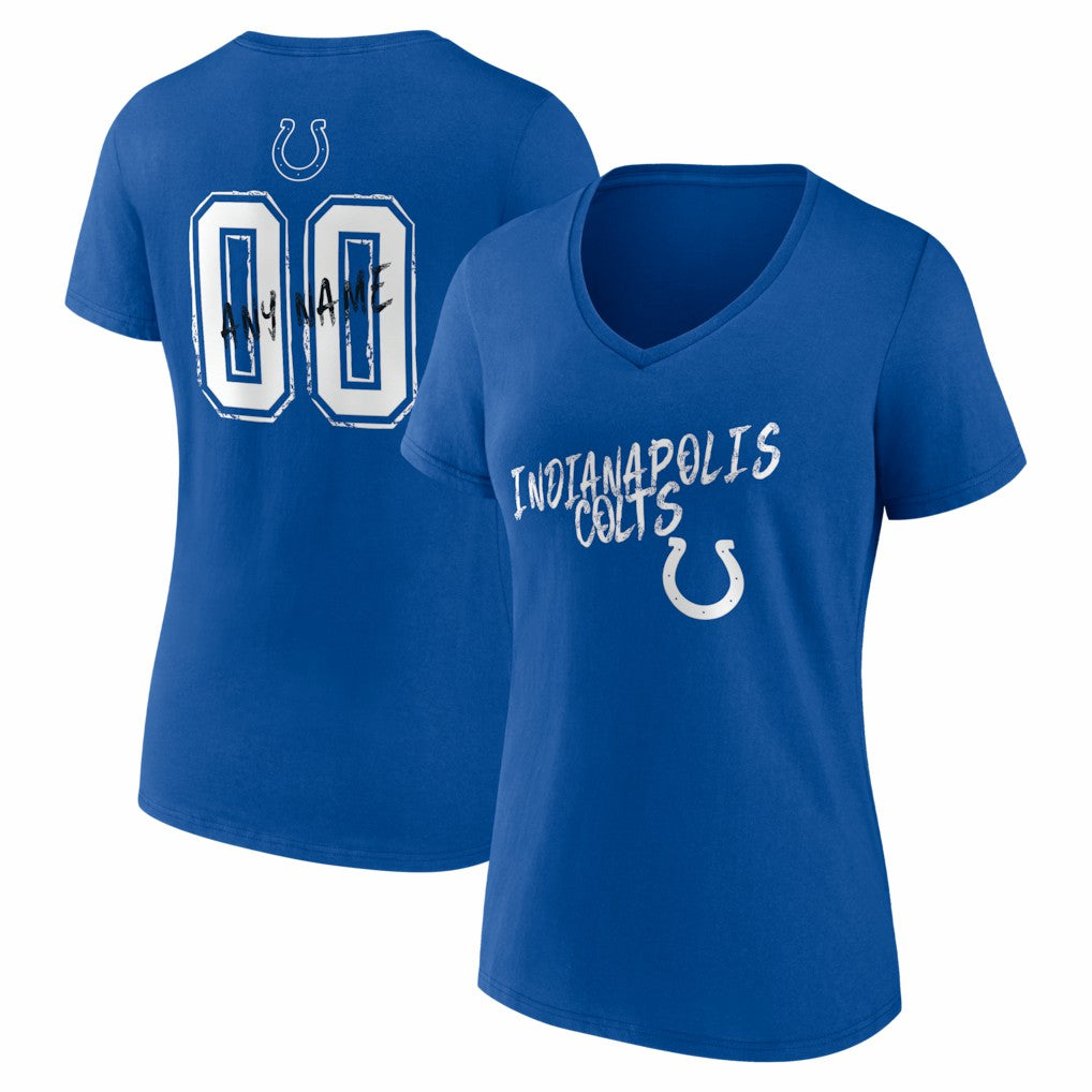 Indianapolis Colts Women's Hustle Personalized Name & Number V-Neck T-Shirt - Royal outlet