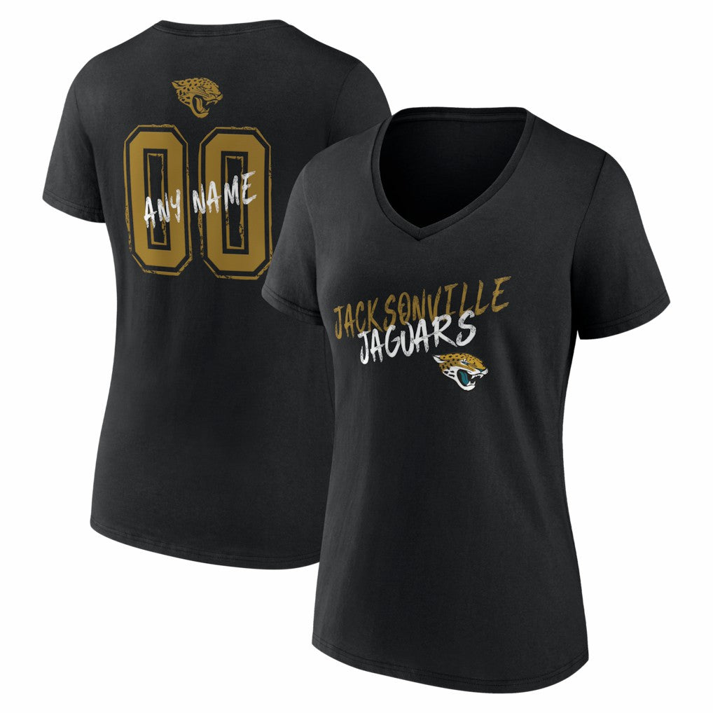 Jacksonville Jaguars Women's Hustle Personalized Name & Number V-Neck T-Shirt - Black sale