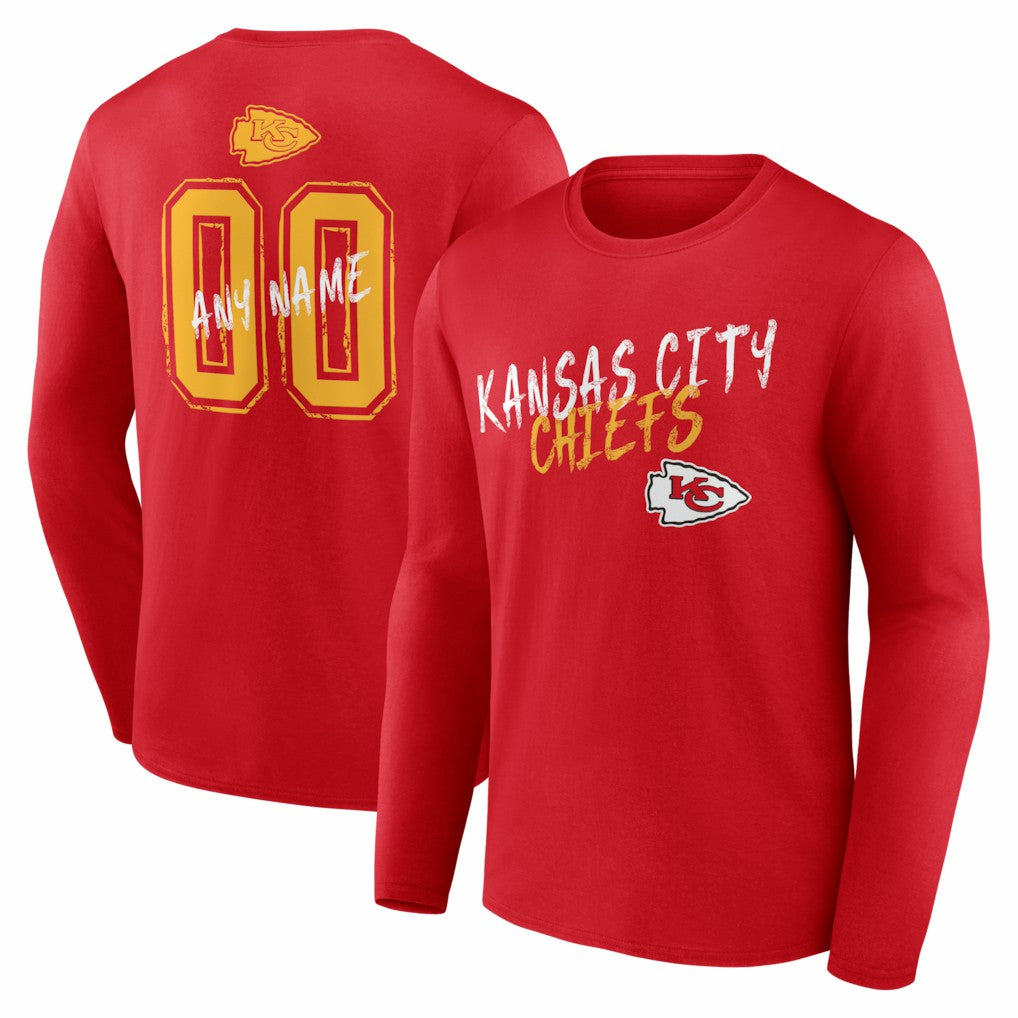 Kansas City Chiefs Hustle Personalized Name & Number Long Sleeve T-Shirt - Red outlet