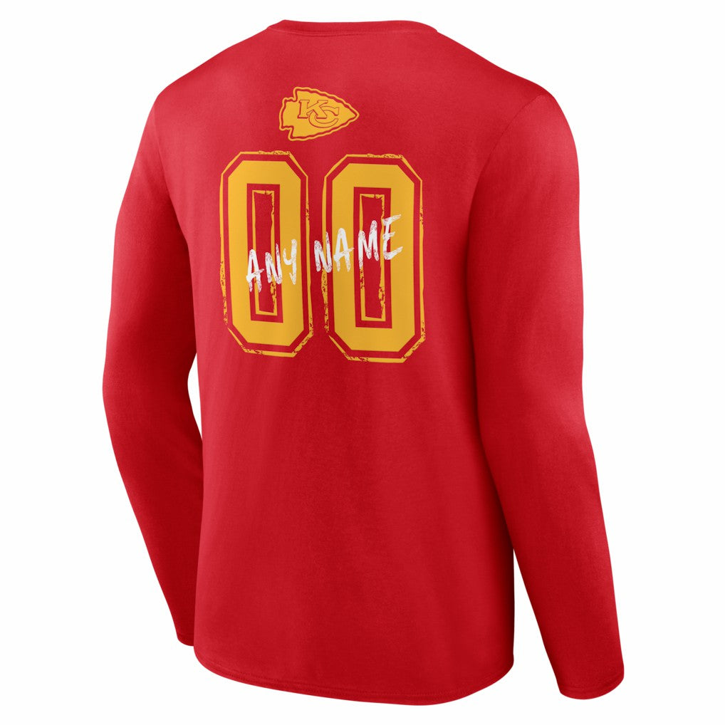Kansas City Chiefs Hustle Personalized Name & Number Long Sleeve T-Shirt - Red outlet