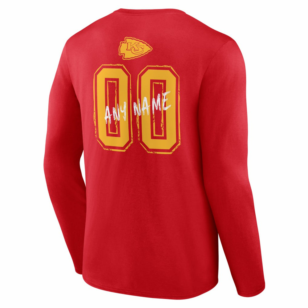 Kansas City Chiefs Hustle Personalized Name & Number Long Sleeve T-Shirt - Red outlet