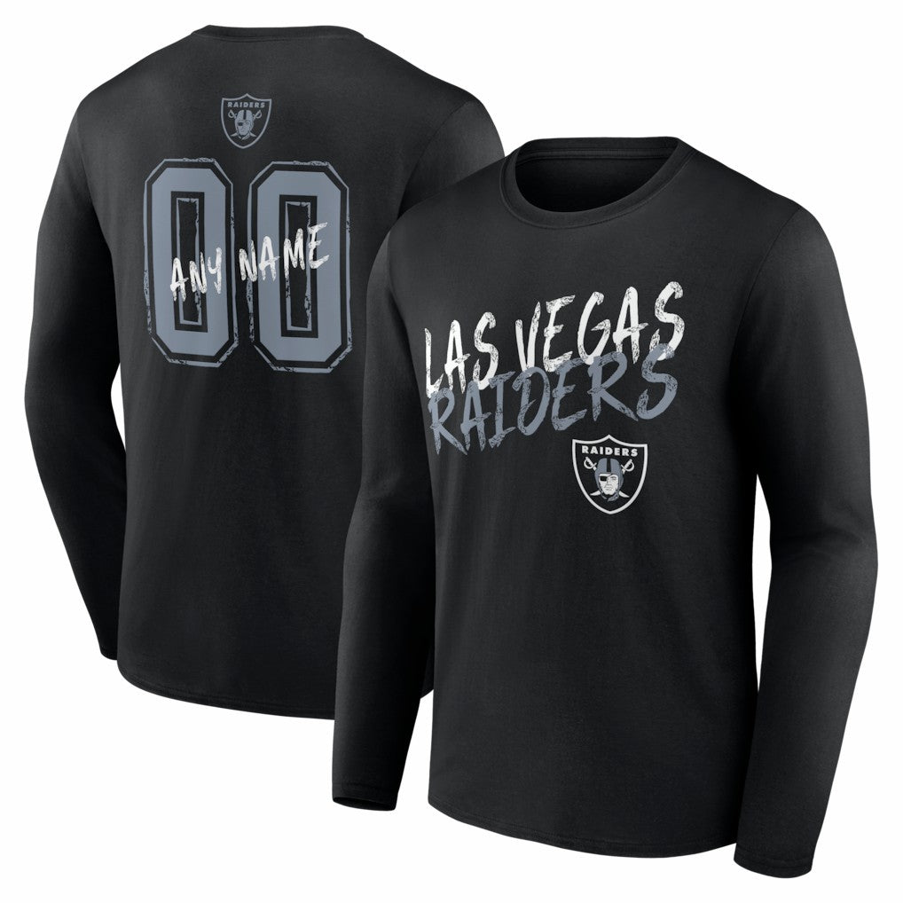 Las Vegas Raiders Hustle Personalized Name & Number Long Sleeve T-Shirt - Black sale