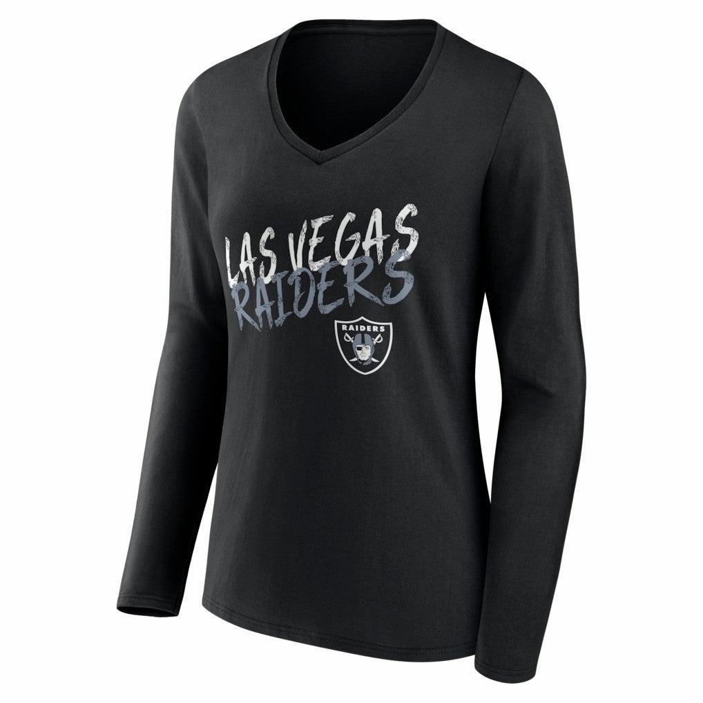 Las Vegas Raiders Women's Hustle Personalized Name & Number Long Sleeve V-Neck T-Shirt - Black for sale