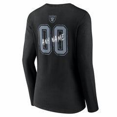 Las Vegas Raiders Women's Hustle Personalized Name & Number Long Sleeve V-Neck T-Shirt - Black for sale