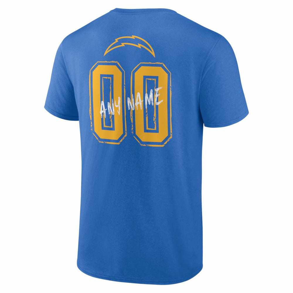 Los Angeles Chargers Hustle Personalized Name & Number T-Shirt - Powder Blue for sale