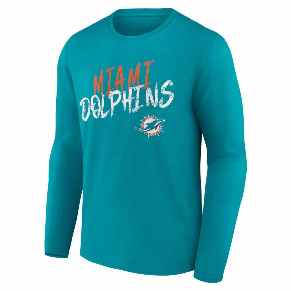 Miami Dolphins Hustle Personalized Name & Number Long Sleeve T-Shirt - Aqua cheap