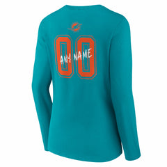 Miami Dolphins Women's Hustle Personalized Name & Number Long Sleeve V-Neck T-Shirt - Aqua outlet