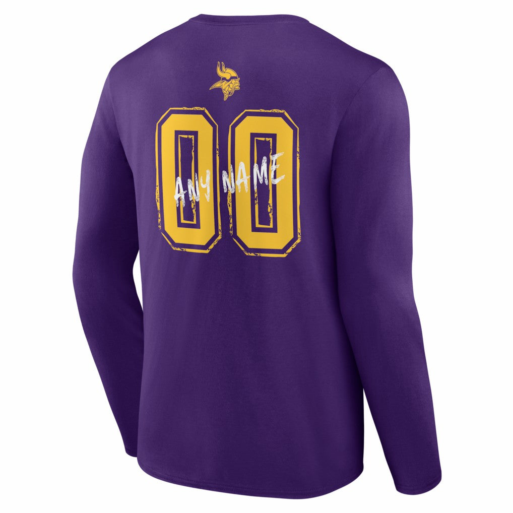 Minnesota Vikings Hustle Personalized Name & Number Long Sleeve T-Shirt - Purple for sale
