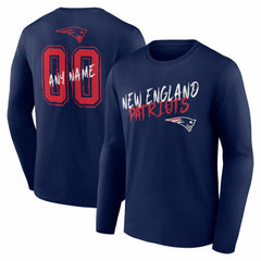 New England Patriots Hustle Personalized Name & Number Long Sleeve T-Shirt - Navy outlet