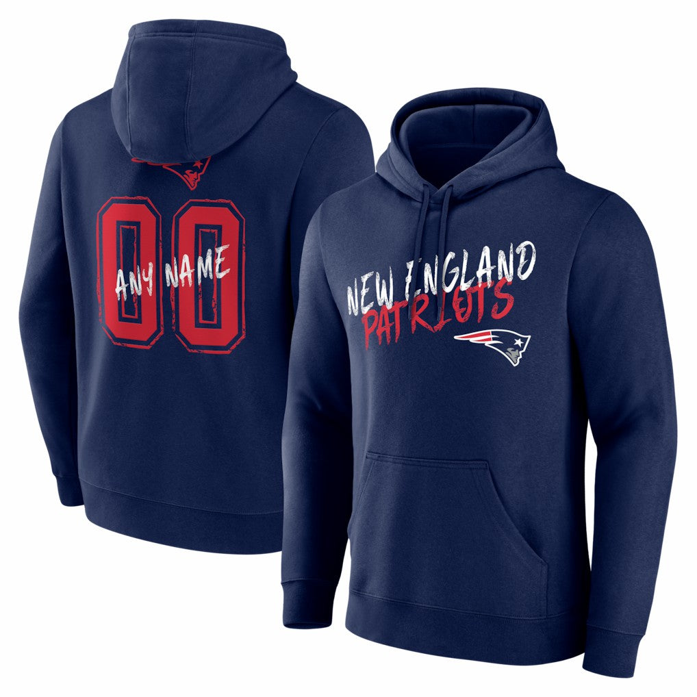 New England Patriots Hustle Personalized Name & Number Hoodie - Navy sale