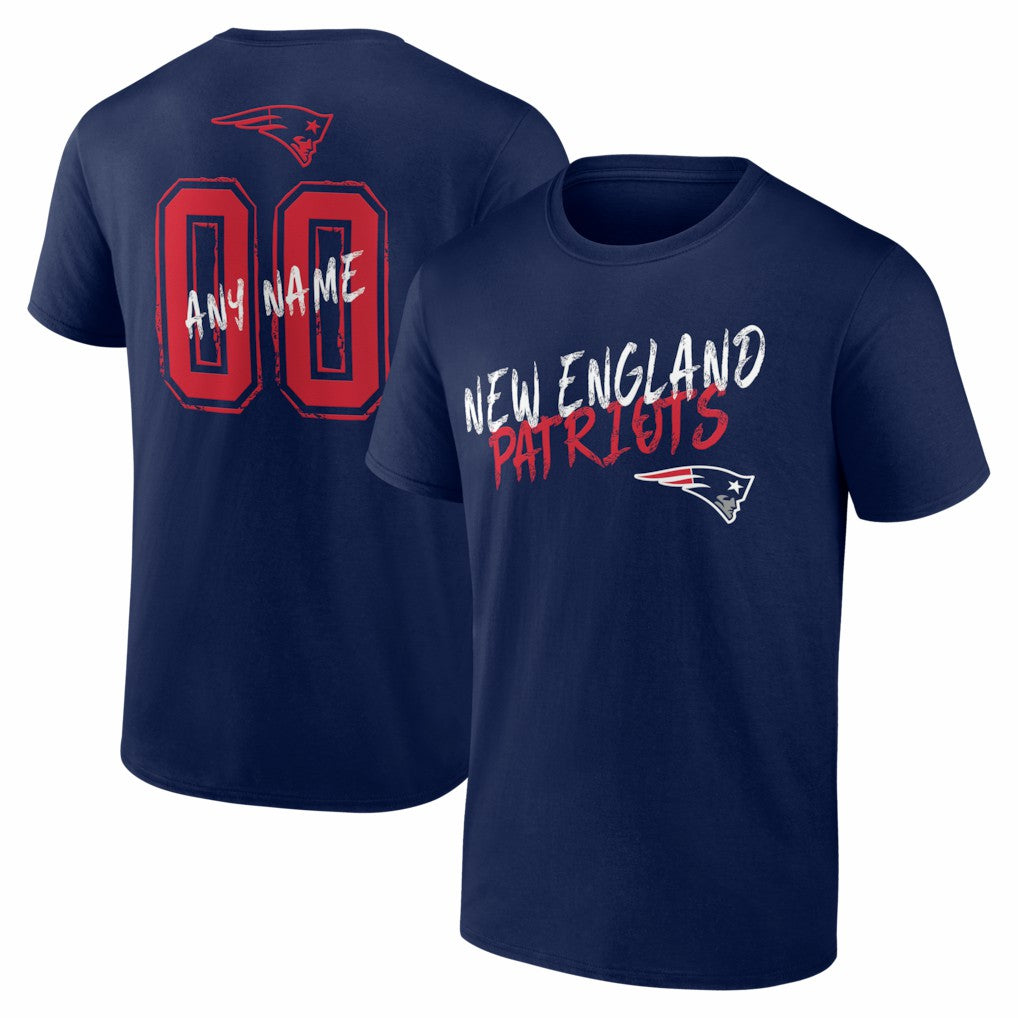 New England Patriots Hustle Personalized Name & Number T-Shirt - Navy cheap
