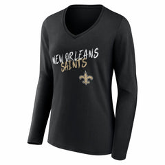 New Orleans Saints Women's Hustle Personalized Name & Number Long Sleeve V-Neck T-Shirt - Black online