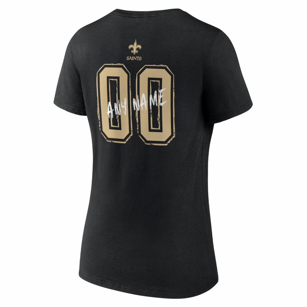 New Orleans Saints Women's Hustle Personalized Name & Number V-Neck T-Shirt - Black for sale