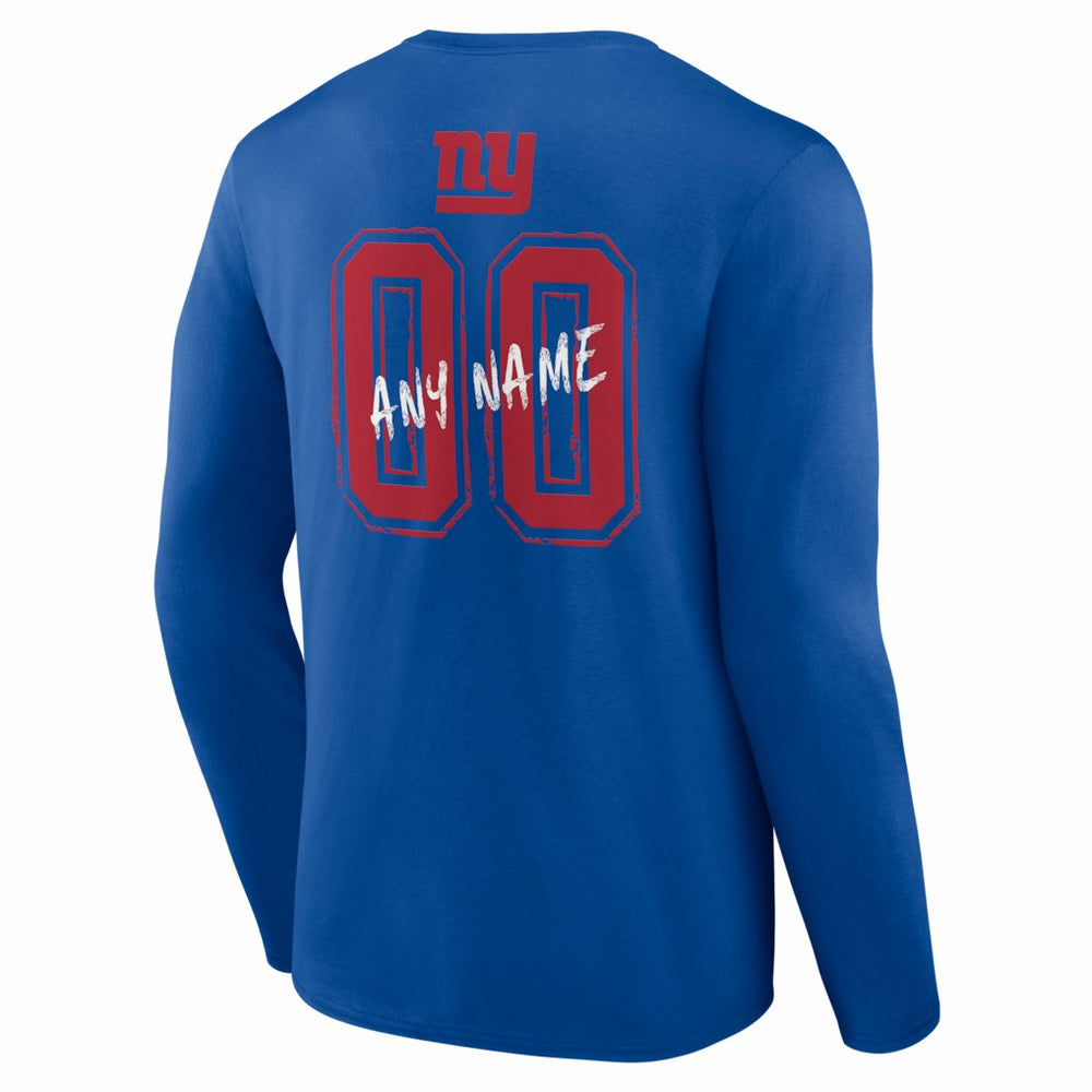 New York Giants Hustle Personalized Name & Number Long Sleeve T-Shirt - Royal on sale