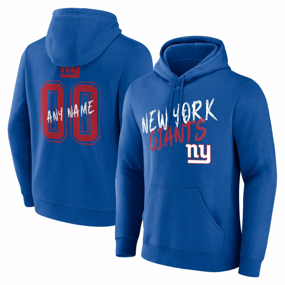 New York Giants Hustle Personalized Name & Number Hoodie - Royal discount