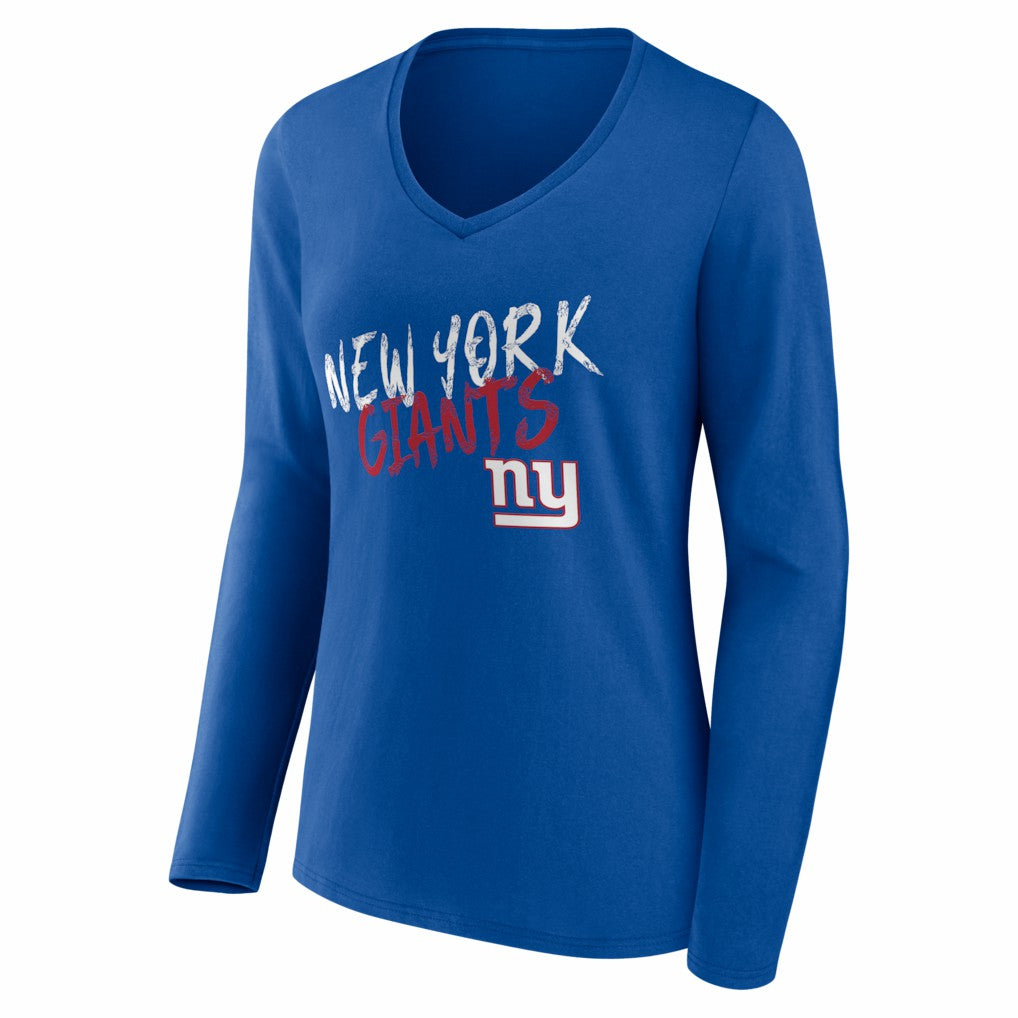New York Giants Women's Hustle Personalized Name & Number Long Sleeve V-Neck T-Shirt - Royal sale