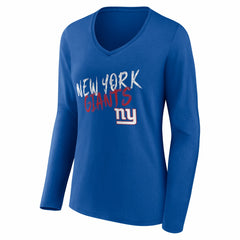 New York Giants Women's Hustle Personalized Name & Number Long Sleeve V-Neck T-Shirt - Royal sale