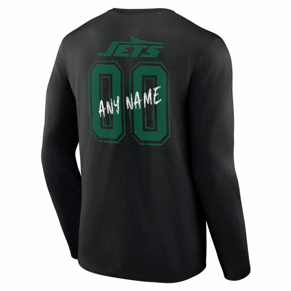 New York Jets Hustle Personalized Name & Number Long Sleeve T-Shirt - Black outlet