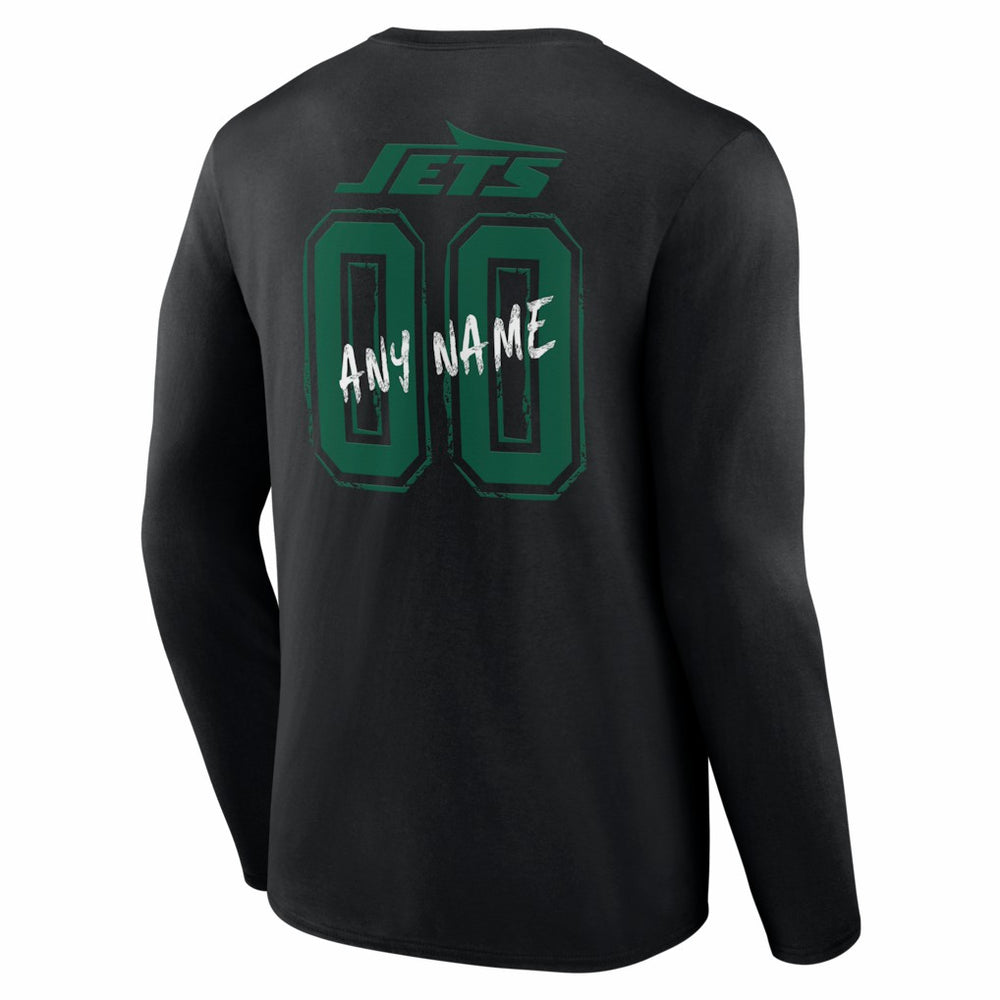 New York Jets Hustle Personalized Name & Number Long Sleeve T-Shirt - Black outlet