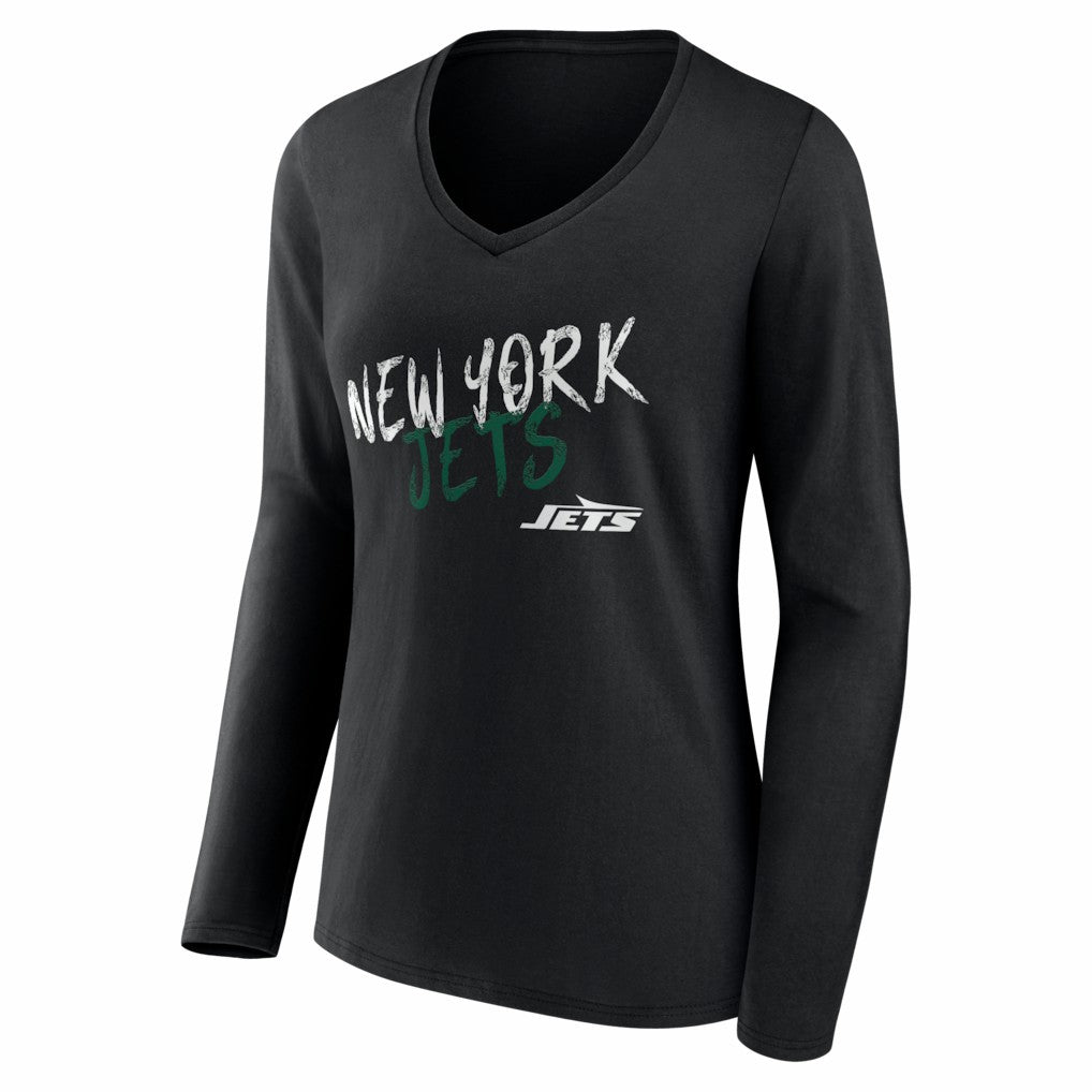 New York Jets Women's Hustle Personalized Name & Number Long Sleeve V-Neck T-Shirt - Black online