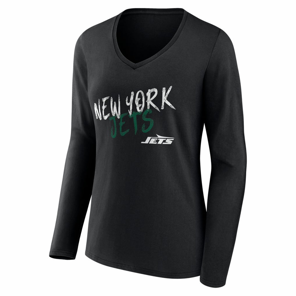 New York Jets Women's Hustle Personalized Name & Number Long Sleeve V-Neck T-Shirt - Black online
