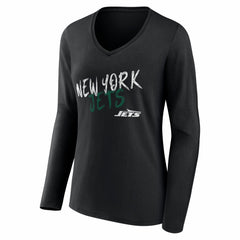 New York Jets Women's Hustle Personalized Name & Number Long Sleeve V-Neck T-Shirt - Black online