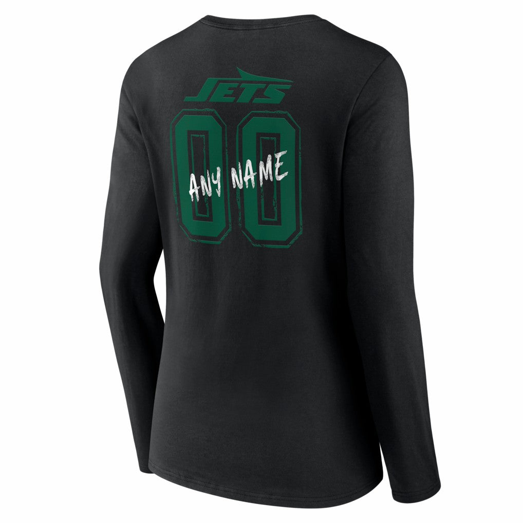New York Jets Women's Hustle Personalized Name & Number Long Sleeve V-Neck T-Shirt - Black online