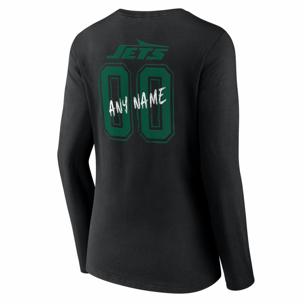 New York Jets Women's Hustle Personalized Name & Number Long Sleeve V-Neck T-Shirt - Black online