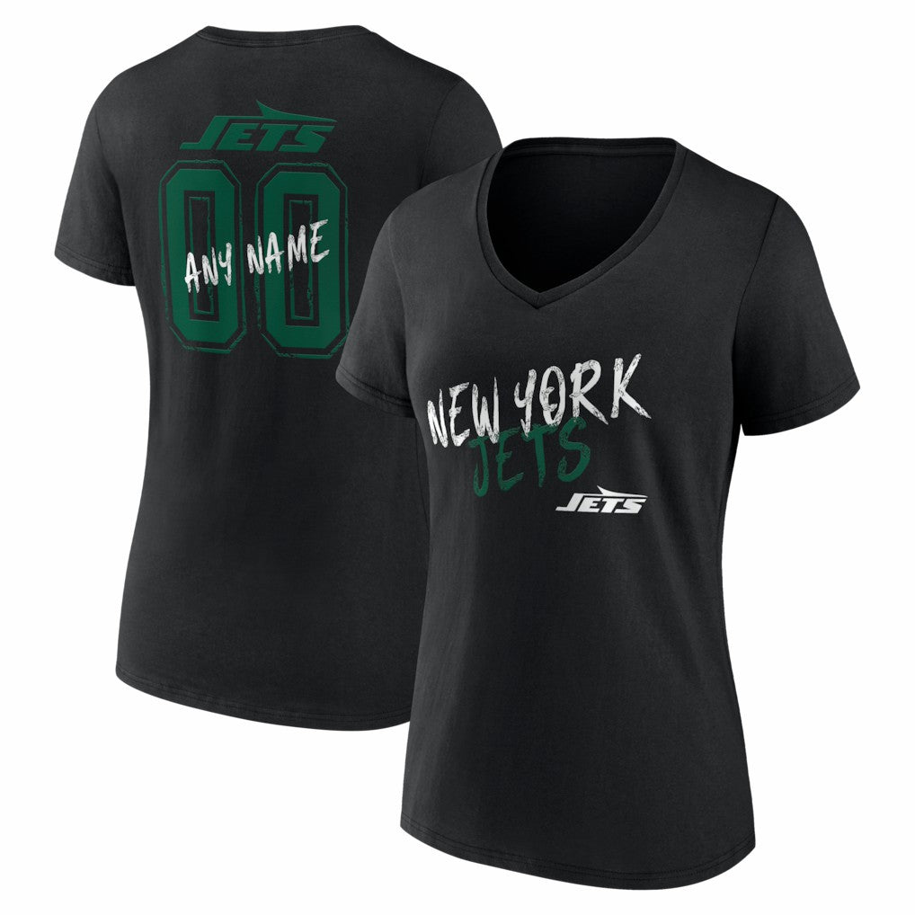 New York Jets Women's Hustle Personalized Name & Number V-Neck T-Shirt - Black on sale