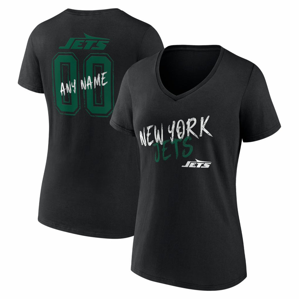 New York Jets Women's Hustle Personalized Name & Number V-Neck T-Shirt - Black on sale