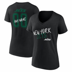 New York Jets Women's Hustle Personalized Name & Number V-Neck T-Shirt - Black on sale