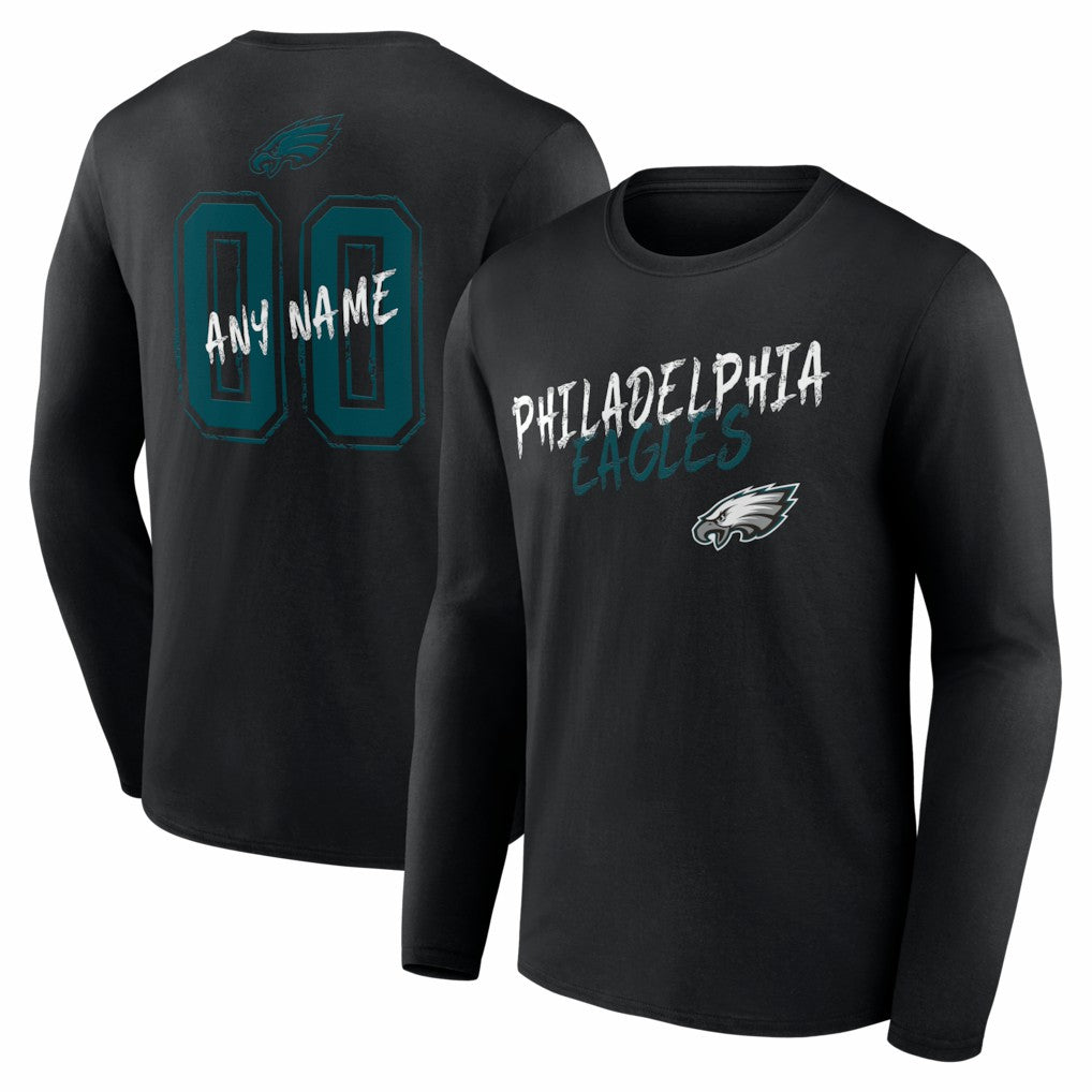 Philadelphia Eagles Hustle Personalized Name & Number Long Sleeve T-Shirt - Black outlet