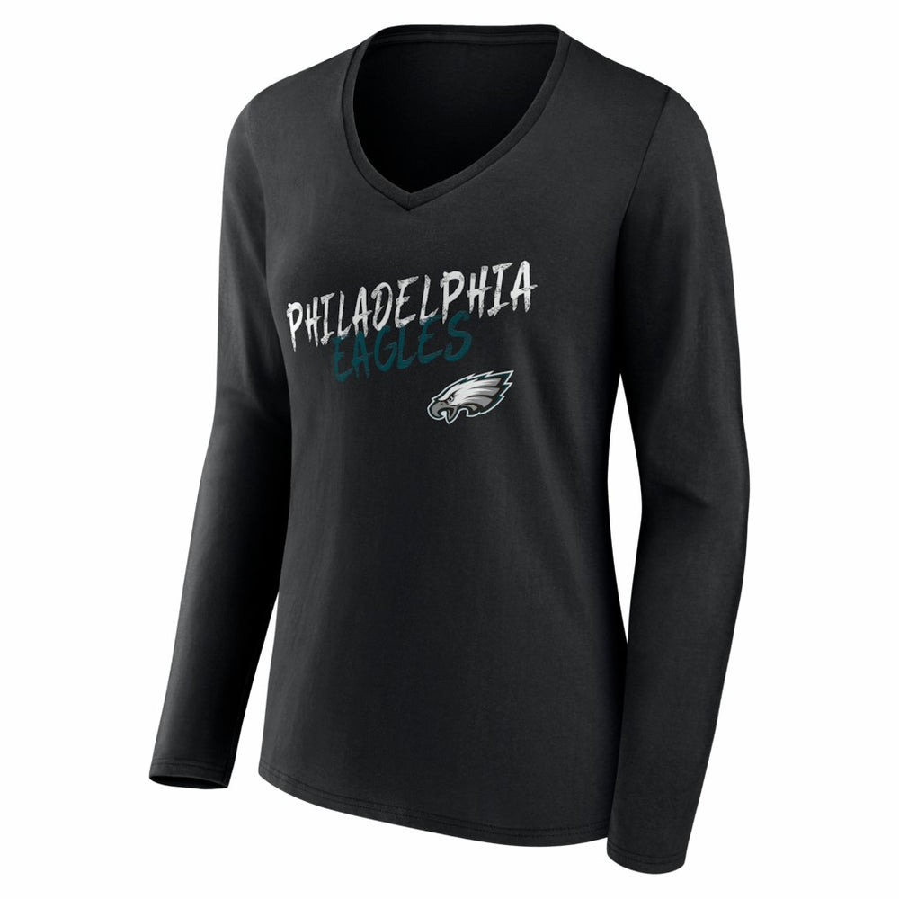 Philadelphia Eagles Women's Hustle Personalized Name & Number Long Sleeve V-Neck T-Shirt - Black online
