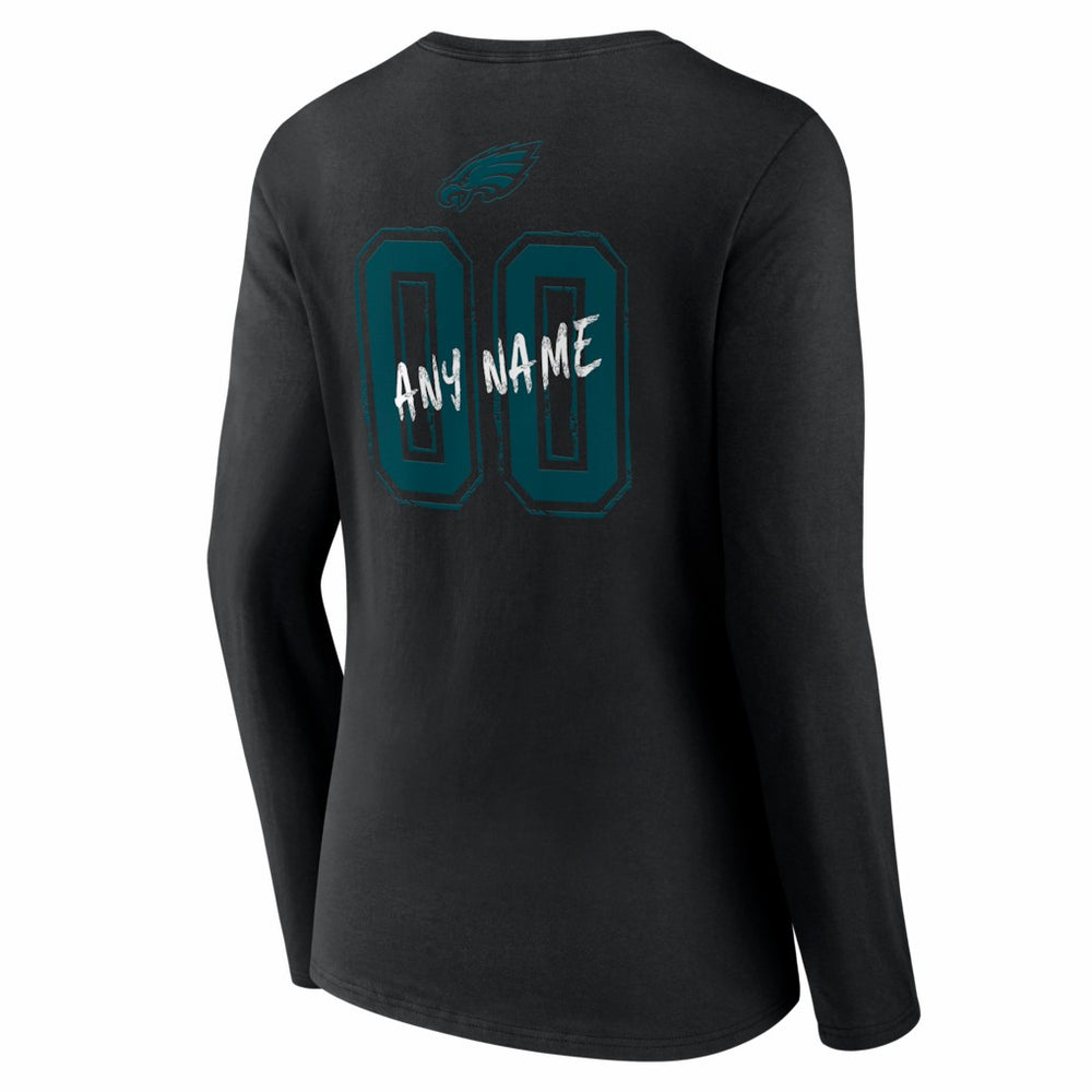 Philadelphia Eagles Women's Hustle Personalized Name & Number Long Sleeve V-Neck T-Shirt - Black online