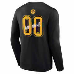 Pittsburgh Steelers Hustle Personalized Name & Number Long Sleeve T-Shirt - Black sale
