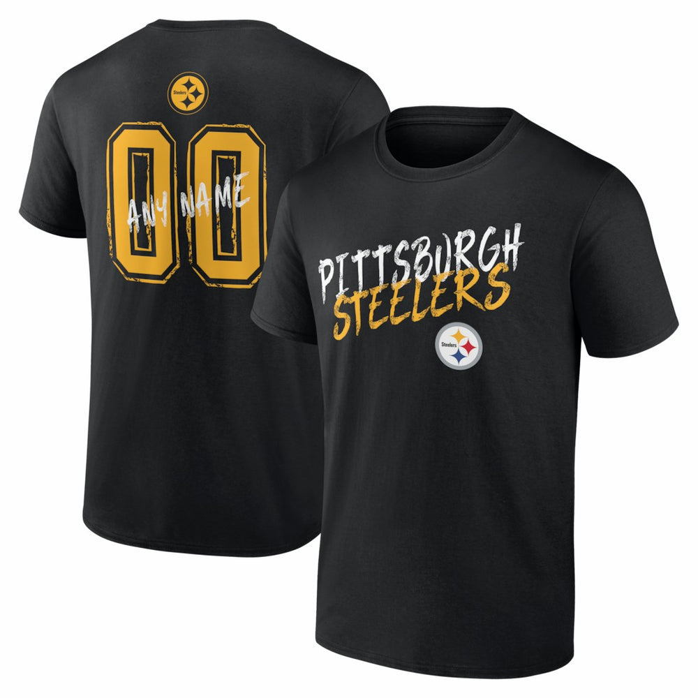 Pittsburgh Steelers Hustle Personalized Name & Number T-Shirt - Black outlet