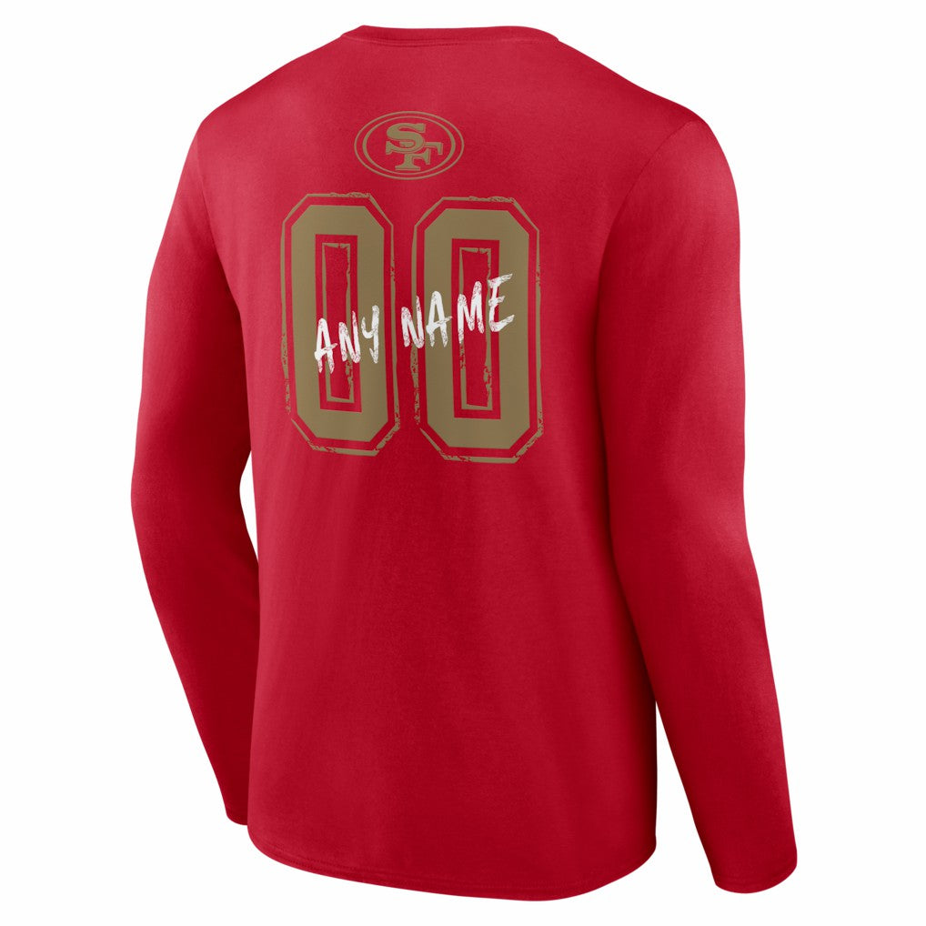 San Francisco 49ers Hustle Personalized Name & Number Long Sleeve T-Shirt - Scarlet sale