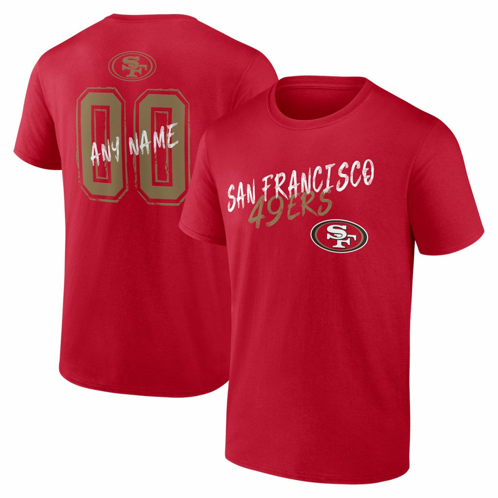 San Francisco 49ers Hustle Personalized Name & Number T-Shirt - Scarlet on sale