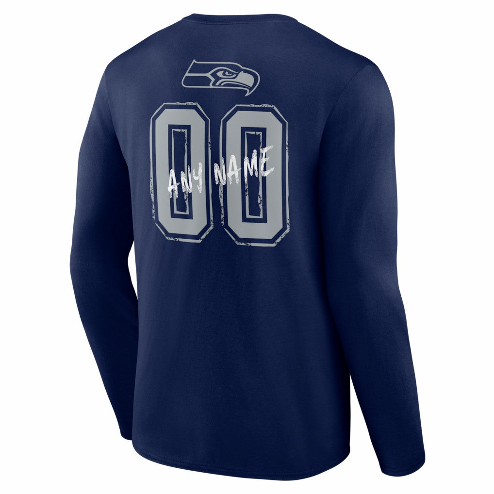 Seattle Seahawks Hustle Personalized Name & Number Long Sleeve T-Shirt - College Navy outlet