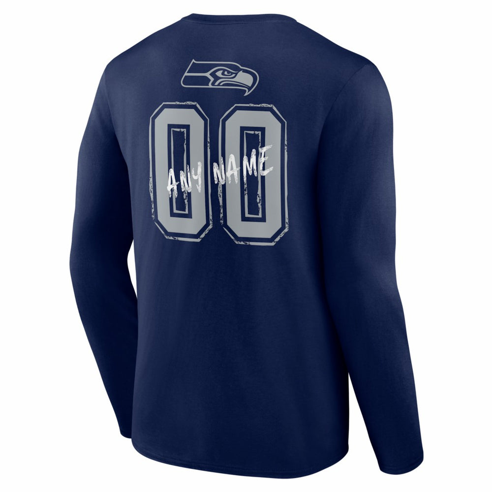 Seattle Seahawks Hustle Personalized Name & Number Long Sleeve T-Shirt - College Navy outlet