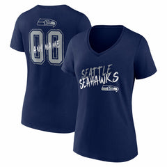 Seattle Seahawks Women's Hustle Personalized Name & Number V-Neck T-Shirt - College Navy outlet