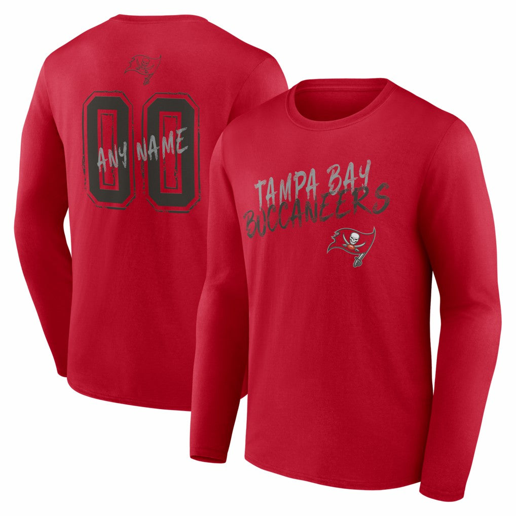 Tampa Bay Buccaneers Hustle Personalized Name & Number Long Sleeve T-Shirt - Red discount